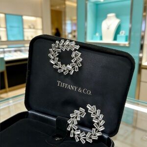 Tiffany & Co. Silver Crystal Wreath Earrings - Sparkling Silver